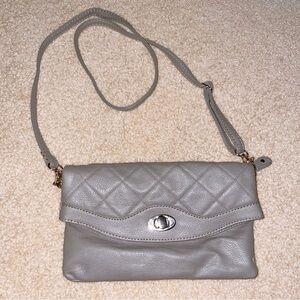 Gray Quilted Crossbody Bag